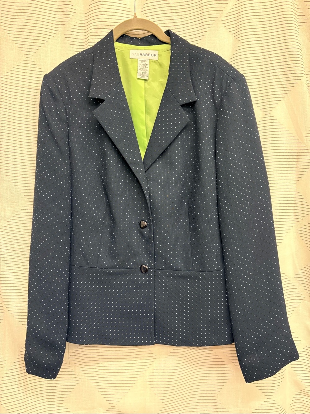 Sag Harbor Navy Polka Dots Blazer with Lime Lining